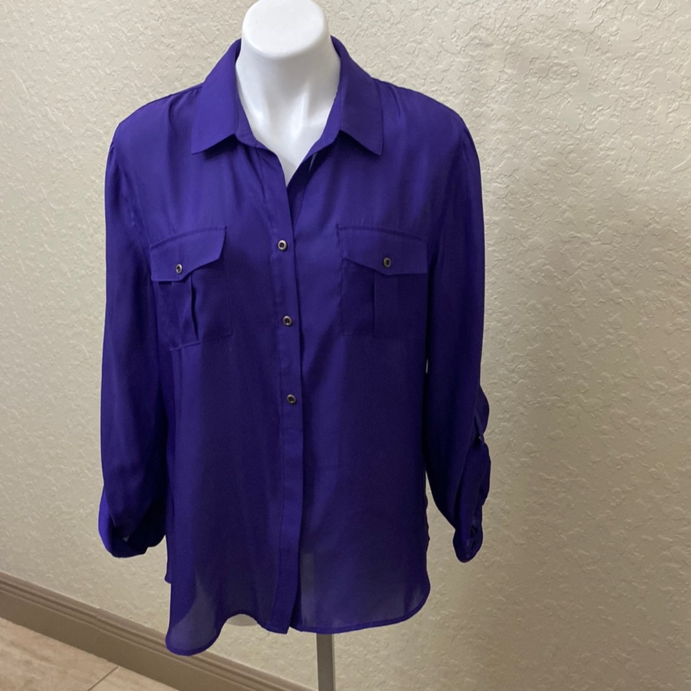 Chicos Purple Sheer Blouse